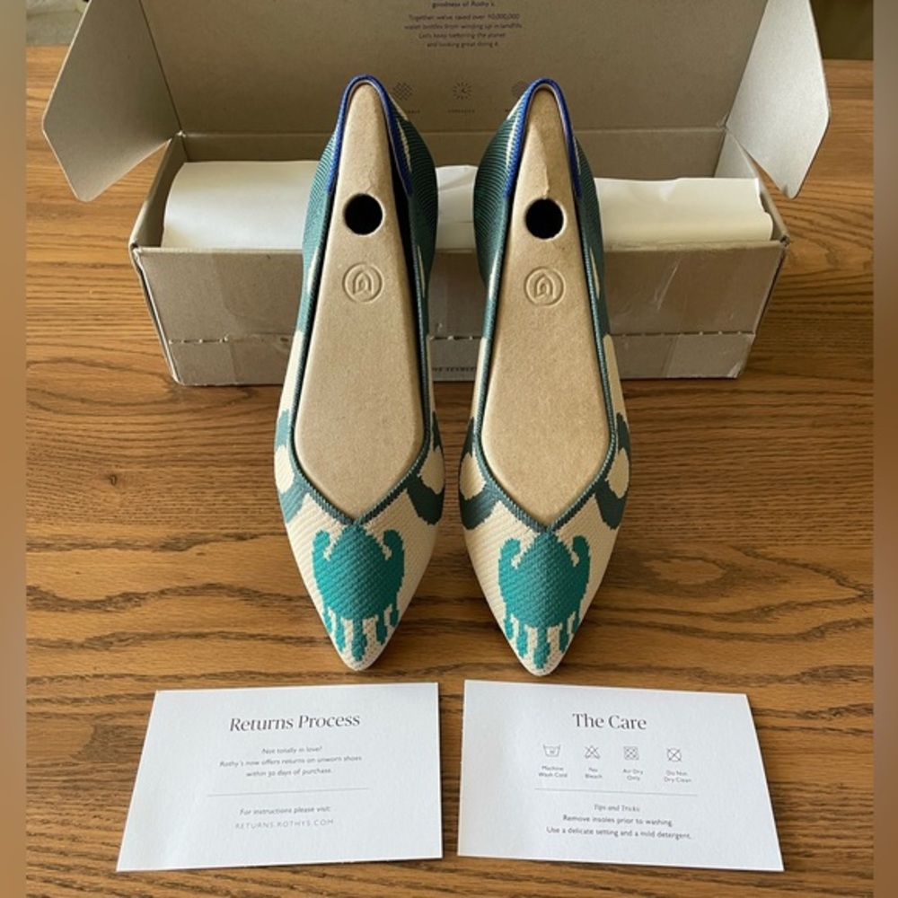 Rothy’s The Point Moroccan Green size 8.5 - new in box excellent condition